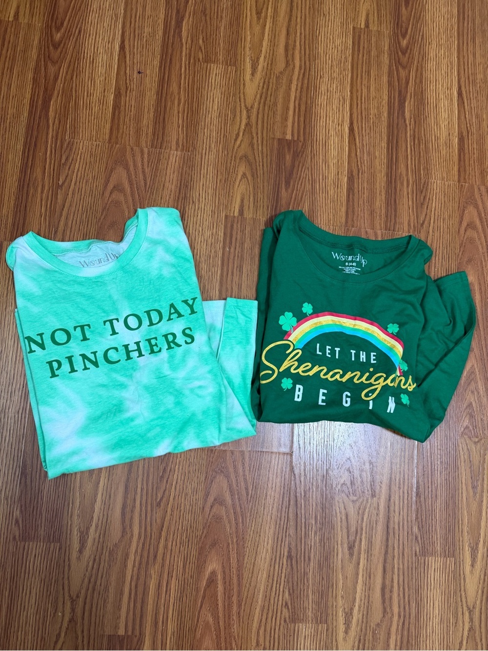 NWT St. Patrick’s Day 2 Shirt Bundle. Green Tie Dye XS. Green Rainbow Small